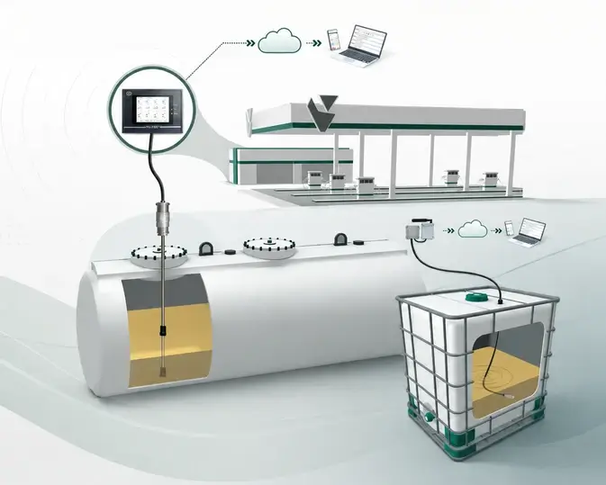 Diagrama esquemático mostrando a Plataforma Concilia integrada a um tanque de combustível físico por meio de console e sensores inteligentes.